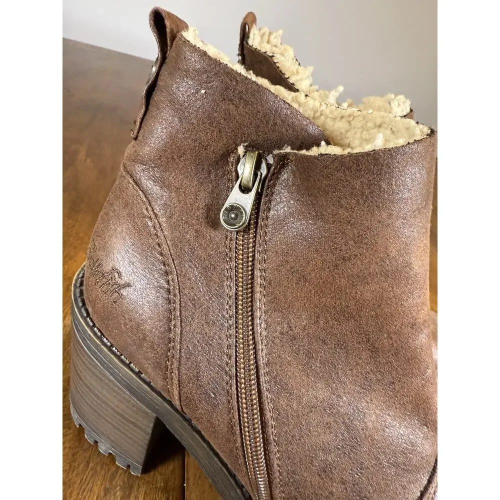 Blowfish Malibu Bootie Boots Faux Fur Zipper Cottage Brown Model 1707 Size 8.5 - Picture 3 of 14